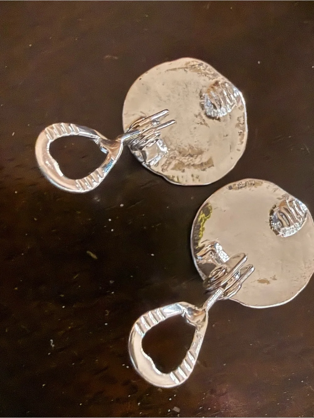 Silver Metallic Sunburst shell clip-on earrings
